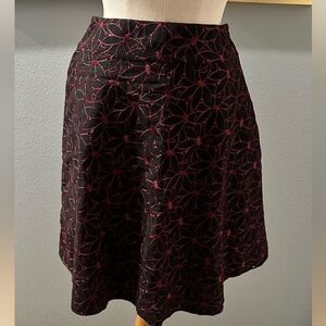 Nine West Black and Red Patterned A-Line Skirt